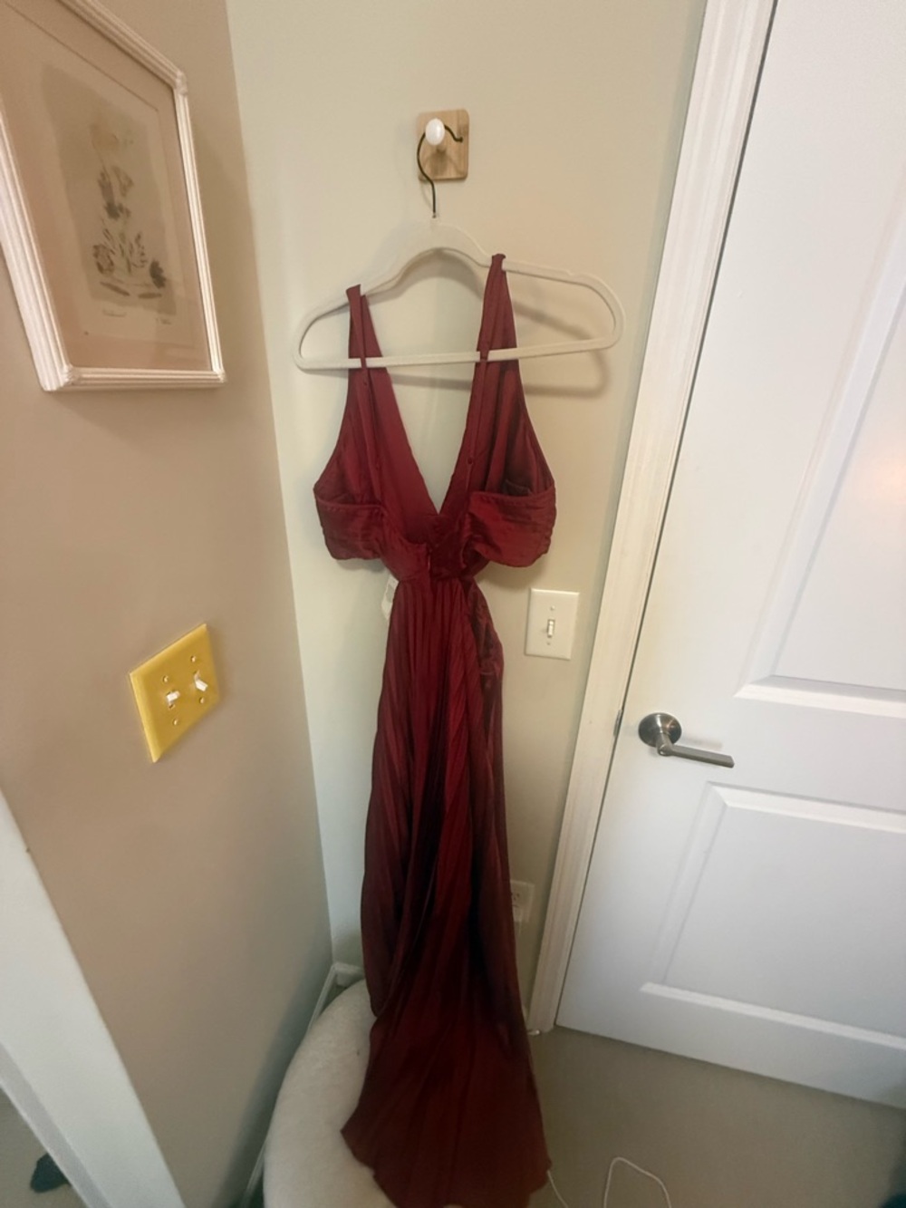 Abercrombie & Fitch Giselle Red Pleated Midi Dress with Cutout - Picture 3 of 5